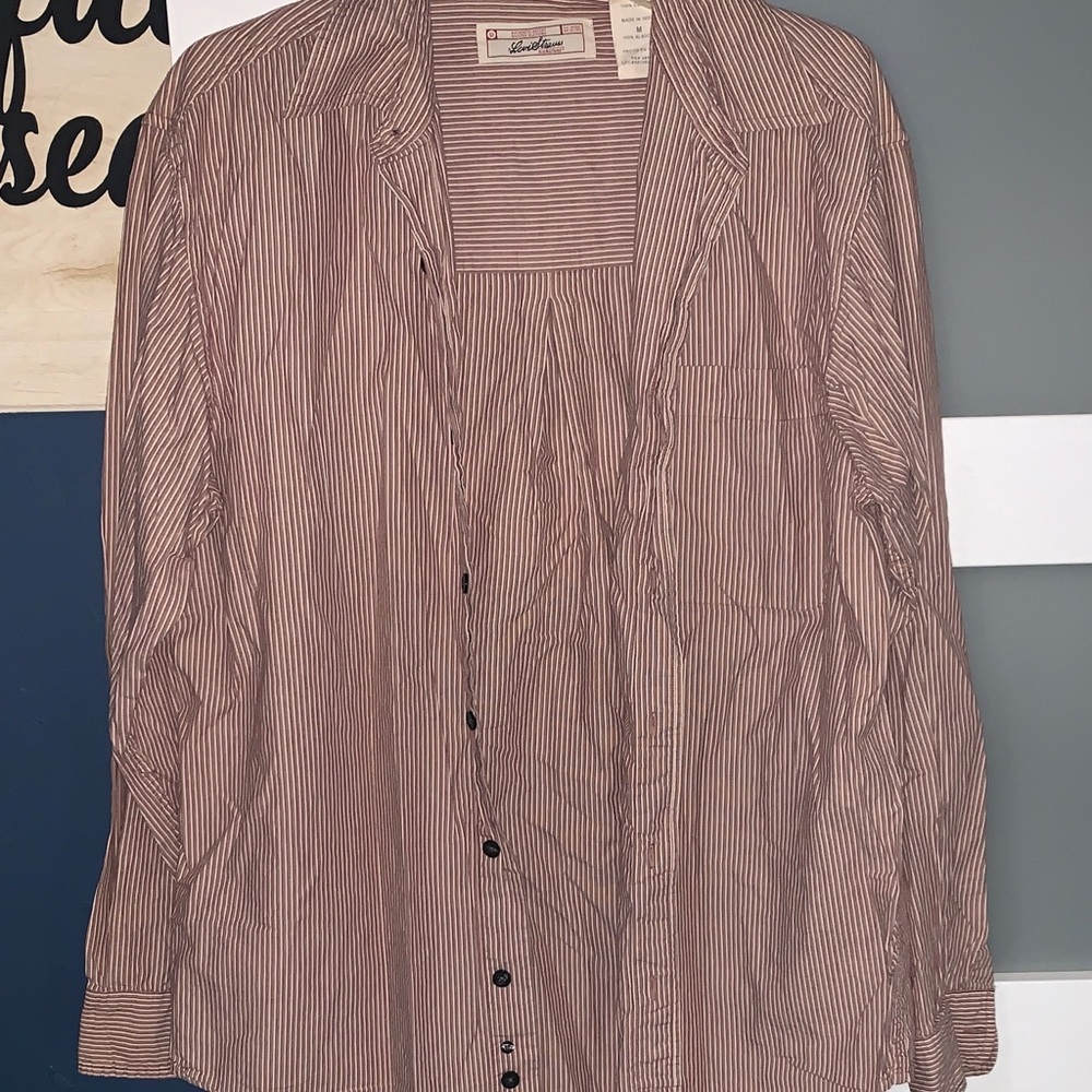 Signature by Levi Strauss Men's Casual Button Down Shirt - Red and White Stripes